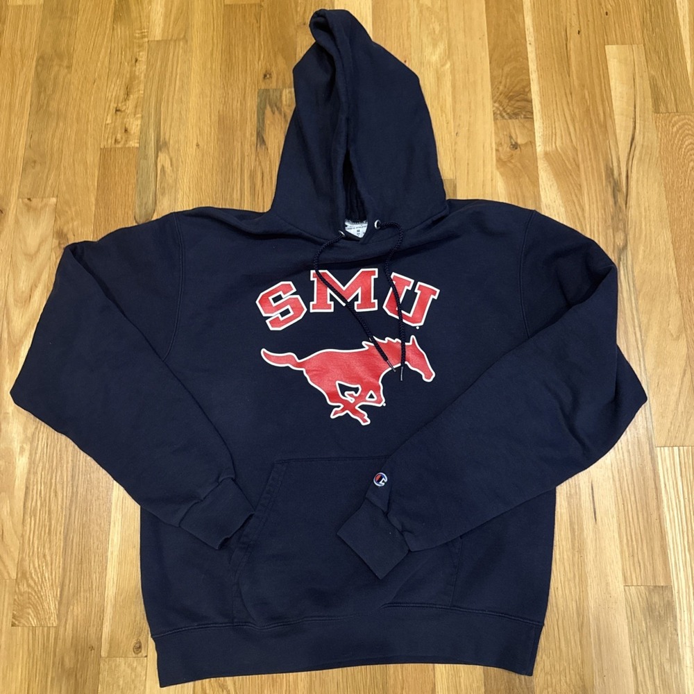 CHAMPION Mens SMU‎ Mustangs Graphic Hoodie Jumper Size Medium